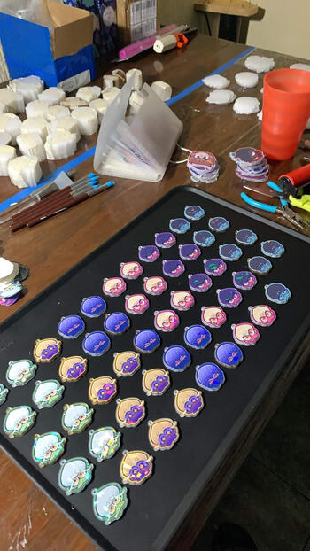 Handmade Acrylic keychains production